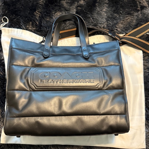 Coach Black Leather Men's Briefcase field tote - Picture 1 of 9